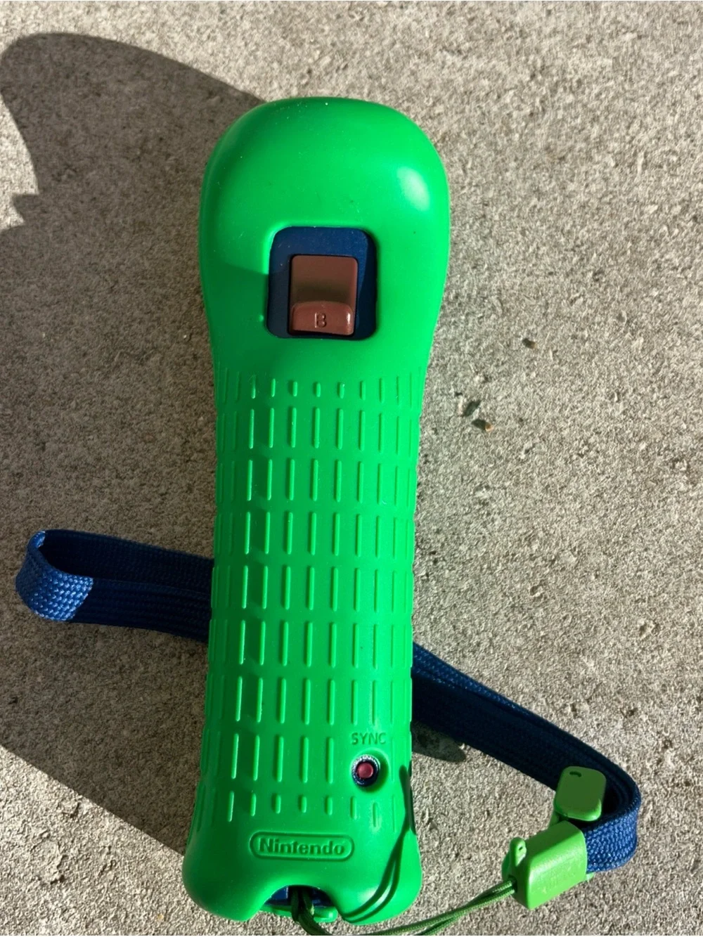 Nintendo Green Wii Remote Plus Controller with Blue Wrist Strap